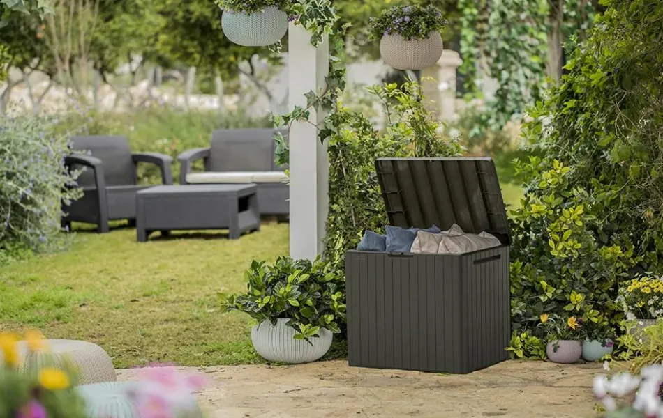 New City Box 30 Gallon Deck Box - Taupe Small Deck Boxes
