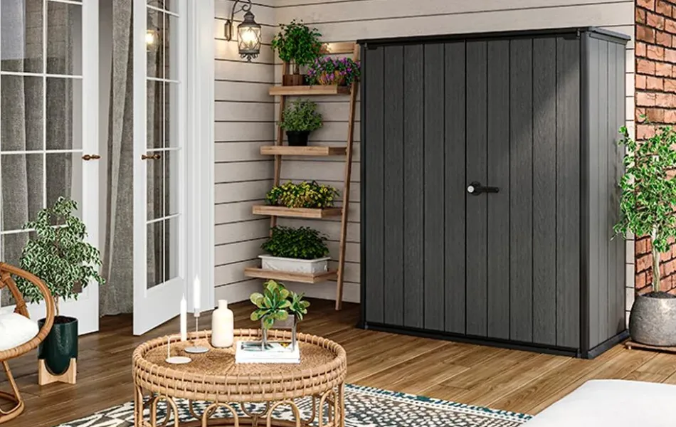 Discount Cortina Alto Storage Shed - Graphite Storage Cabinets & Shelving Units|Vertical Sheds