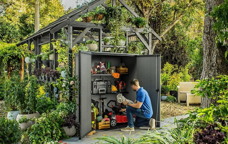 Discount Cortina Alto Storage Shed - Graphite Storage Cabinets & Shelving Units|Vertical Sheds