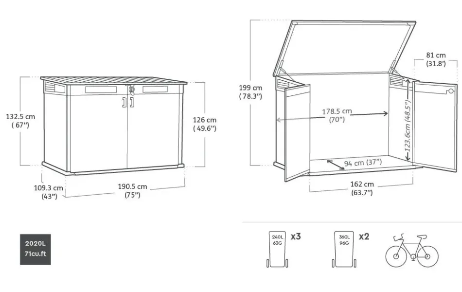 Online Cortina Mega Storage Shed - Graphite Small Sheds|Trash Can Storage Sheds