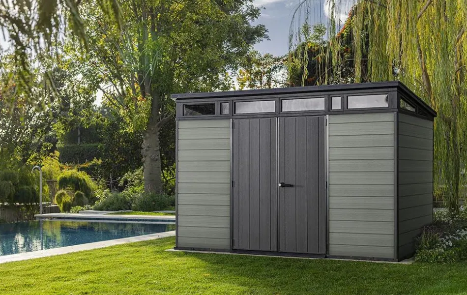 Online Cortina 11x7 Storage Shed - Green Large Sheds