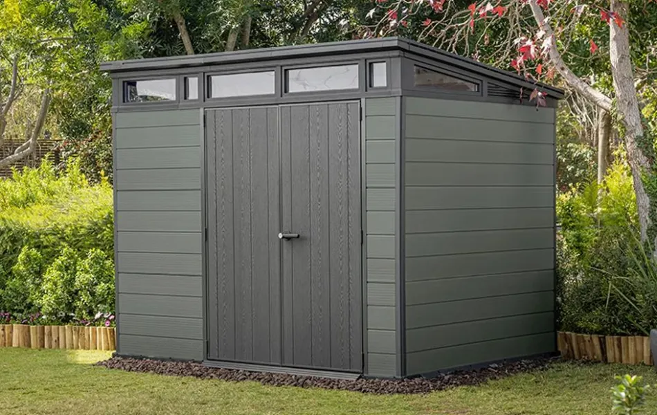 Outlet Cortina 9x7 Storage Shed - Green Medium Sheds
