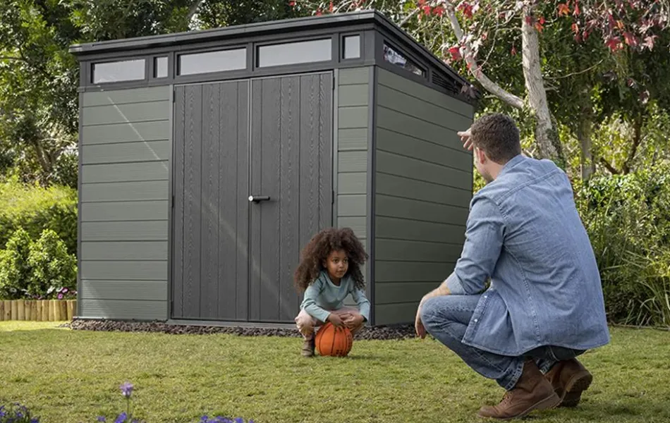 Outlet Cortina 9x7 Storage Shed - Green Medium Sheds