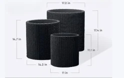 Hot Cylinder Planter Set of 3 - Black Planters