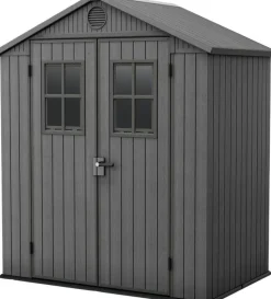Discount Darwin 6x4 Storage Shed with Windows - Graphite Small Sheds