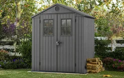 Discount Darwin 6x4 Storage Shed with Windows - Graphite Small Sheds