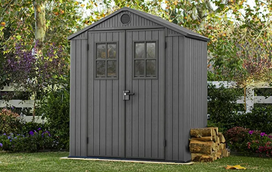 Discount Darwin 6x4 Storage Shed with Windows - Graphite Small Sheds