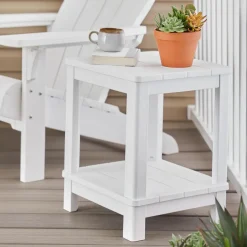 Discount Deluxe Adirondack Side Table - White Outdoor Side Tables