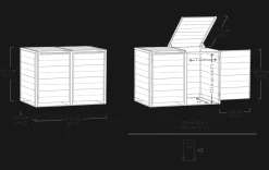 Hide Away Trash Can Storage Shed - Graphite Trash Can Storage Sheds|Horizontal Sheds