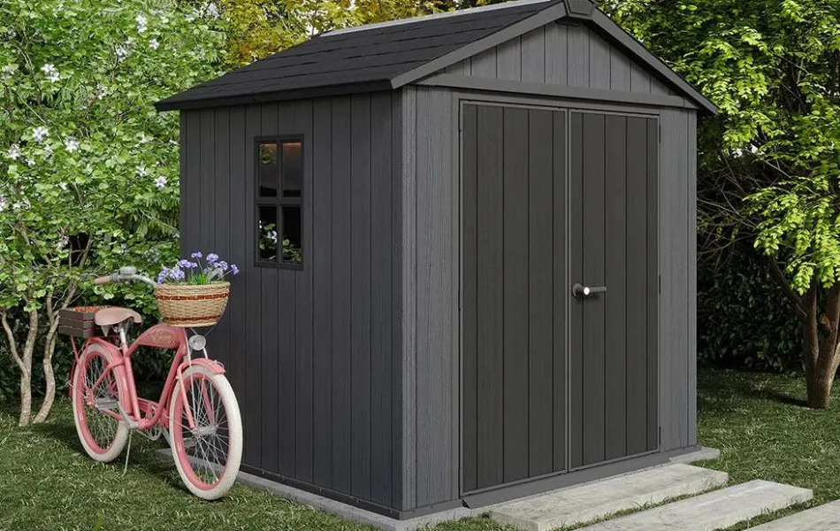 Clearance Newton Plus 7.5x7 Storage Shed - Graphite Medium Sheds