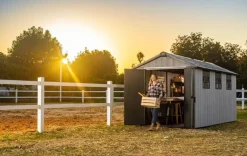 Outlet Oakland 7.5x15 Storage Shed - Grey Large Sheds