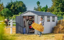 Outlet Oakland 7.5x15 Storage Shed - Grey Large Sheds