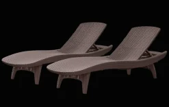 Discount Pacific Chaise Sun Lounger Set of 2 - Brown Sun Loungers