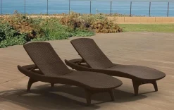 Discount Pacific Chaise Sun Lounger Set of 2 - Brown Sun Loungers