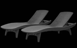 Clearance Pacific Chaise Sun Lounger Set of 2 - Graphite Sun Loungers