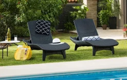 Clearance Pacific Chaise Sun Lounger Set of 2 - Graphite Sun Loungers
