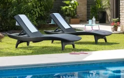 Clearance Pacific Chaise Sun Lounger Set of 2 - Graphite Sun Loungers