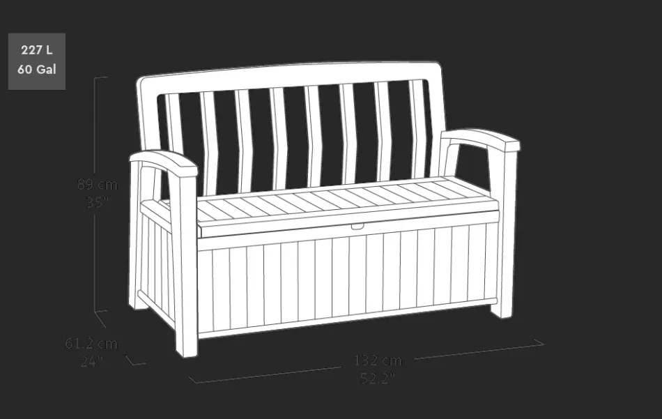 Clearance Patio 60 Gallon Outdoor Storage Bench - Brown Outdoor Benches|Outdoor Storage Benches