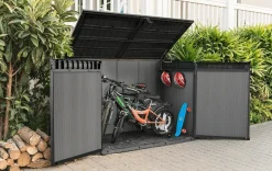 Premier Jumbo Storage Shed - Grey Trash Can Storage Sheds|Horizontal Sheds