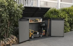 Premier Jumbo Storage Shed - Grey Trash Can Storage Sheds|Horizontal Sheds