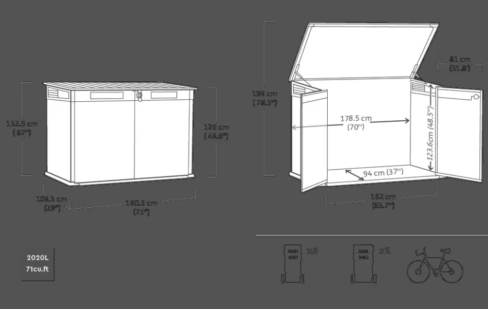Premier Jumbo Storage Shed - Grey Trash Can Storage Sheds|Horizontal Sheds