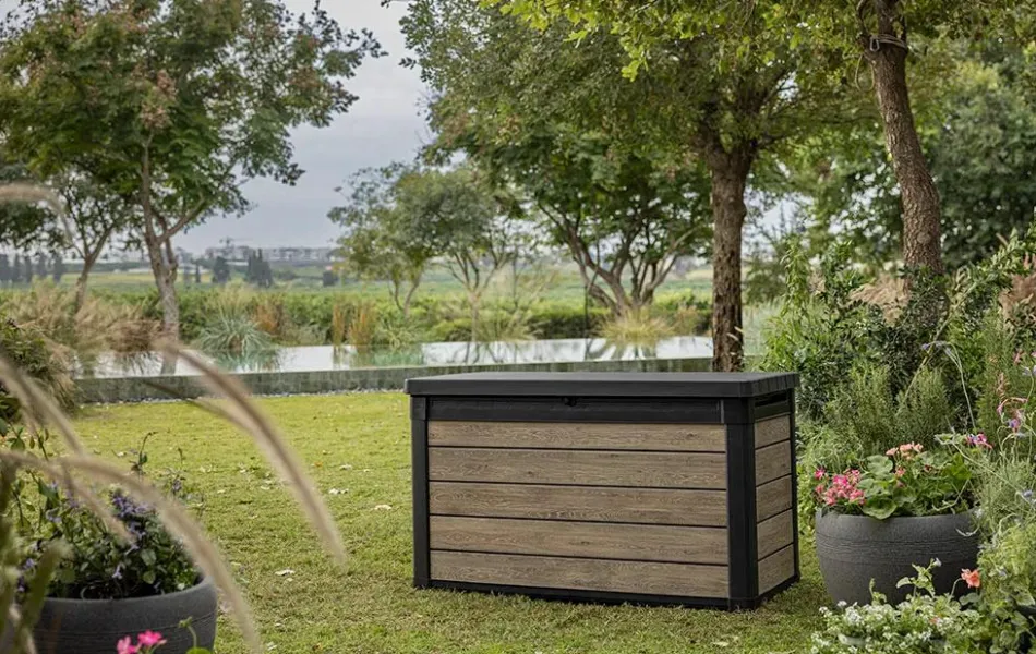 Online Signature 100 Gallon Deck Box - Ashwood Brown Small Deck Boxes