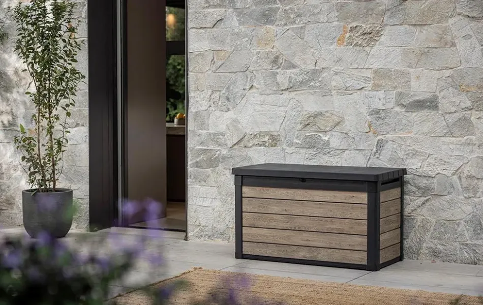Online Signature 100 Gallon Deck Box - Ashwood Brown Small Deck Boxes