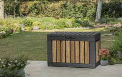Best Signature 50 Gallon Deck Box - Oak Brown Small Deck Boxes