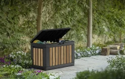 Best Signature 50 Gallon Deck Box - Oak Brown Small Deck Boxes
