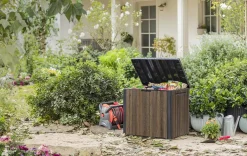 Clearance Signature 30 Gallon Deck Box - Walnut Brown Small Deck Boxes