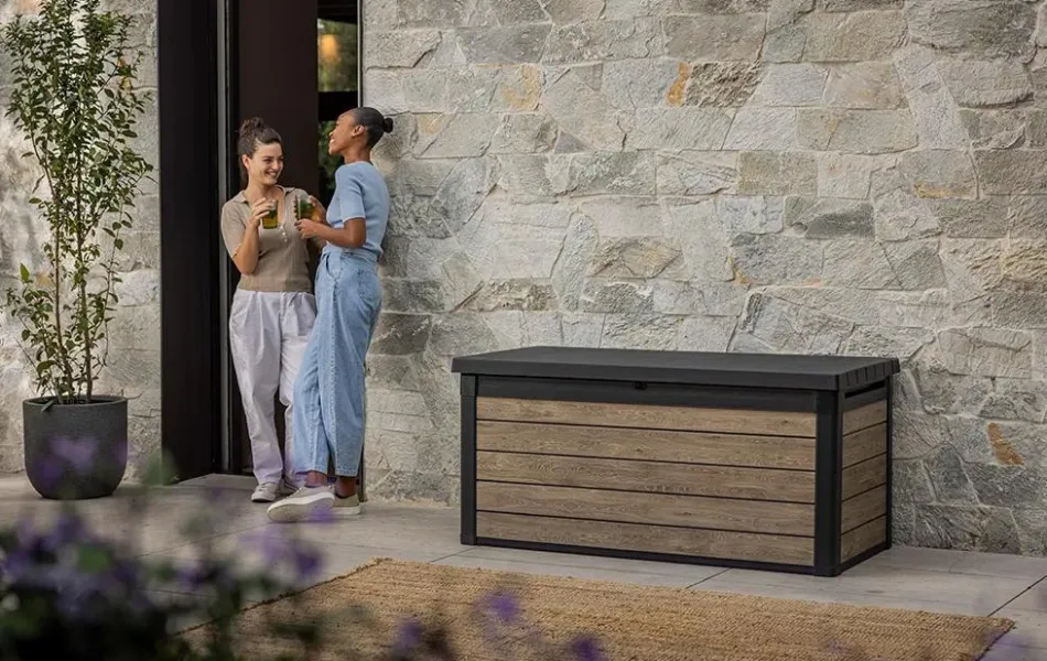 Online Signature 150 Gallon Deck Box - Ashwood Brown Large Deck Boxes