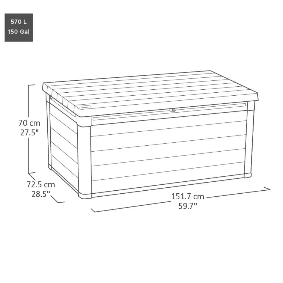 Online Signature 150 Gallon Deck Box - Ashwood Brown Large Deck Boxes
