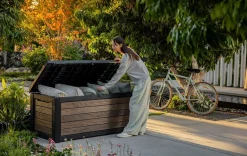 Signature 165 Gallon Deck Box - Walnut Brown Large Deck Boxes