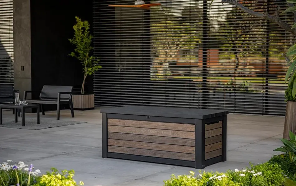 Signature 165 Gallon Deck Box - Walnut Brown Large Deck Boxes
