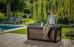 Signature 165 Gallon Deck Box - Walnut Brown Large Deck Boxes