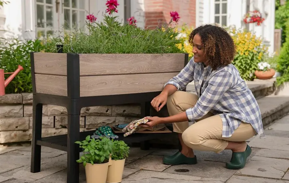 Clearance Signature 29 Gallon Elevated Garden Bed - Ashwood Brown Garden Beds