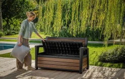 Outlet Signature 60 Gallon Outdoor Storage Bench - Walnut Brown Outdoor Benches|Outdoor Storage Benches