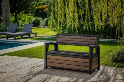 Outlet Signature 60 Gallon Outdoor Storage Bench - Walnut Brown Outdoor Benches|Outdoor Storage Benches