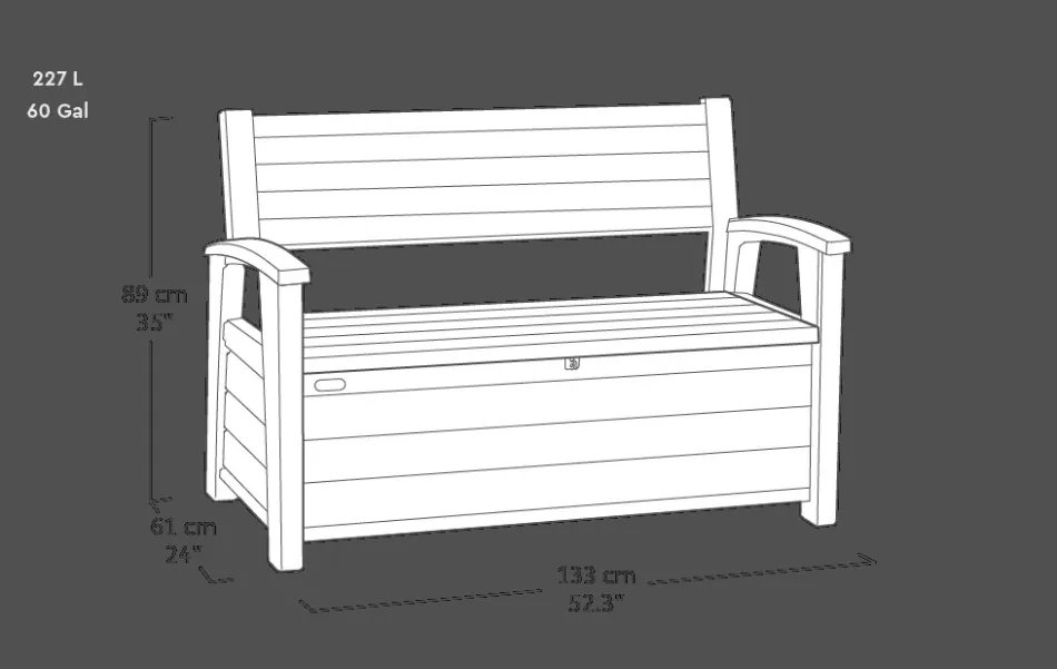 Outlet Signature 60 Gallon Outdoor Storage Bench - Walnut Brown Outdoor Benches|Outdoor Storage Benches