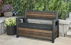 Outlet Signature 60 Gallon Outdoor Storage Bench - Walnut Brown Outdoor Benches|Outdoor Storage Benches