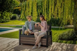Outlet Signature 60 Gallon Outdoor Storage Bench - Walnut Brown Outdoor Benches|Outdoor Storage Benches