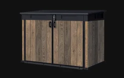 New Signature Horizontal Storage Shed - Walnut Brown Trash Can Storage Sheds|Horizontal Sheds