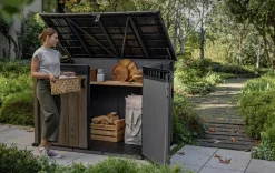 New Signature Horizontal Storage Shed - Walnut Brown Trash Can Storage Sheds|Horizontal Sheds