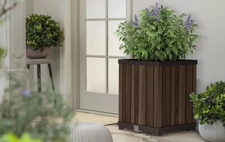 Sale Signature Square Tall Planter - Rosewood Brown Planters