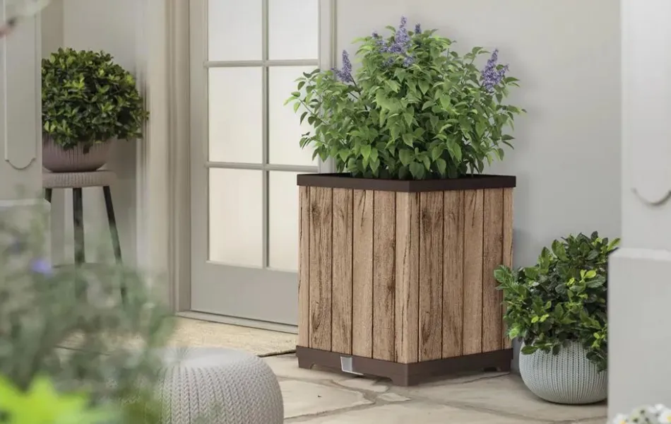 Hot Signature Square Tall Planter - Pine Brown Planters