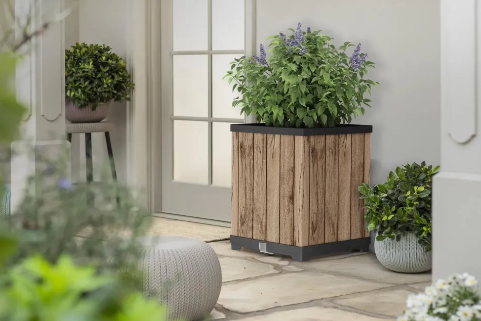 Hot Signature Square Tall Planter - Pine Brown Planters