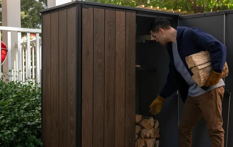 Outlet Signature Vertical Storage Shed - Walnut Brown Small Sheds|Storage Cabinets & Shelving Units