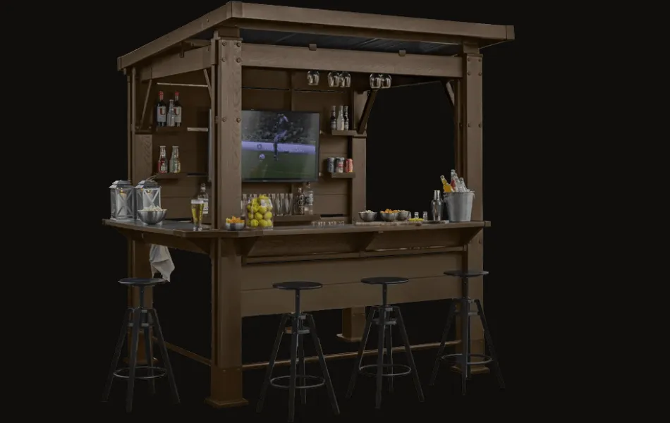 Outlet Signature 7.5x6.5 Bar Gazebo - Pine Brown Gazebos