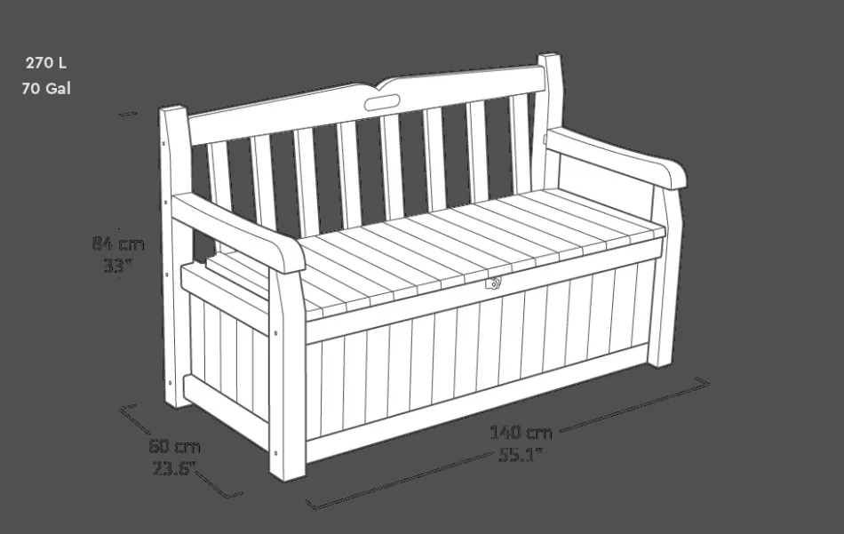 Sale Solana 70 Gallon Outdoor Storage Bench - Brown Outdoor Benches|Outdoor Storage Benches