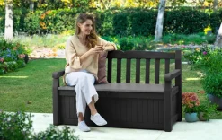 Discount Solana 70 Gallon Outdoor Storage Bench - Grey Outdoor Benches|Outdoor Storage Benches